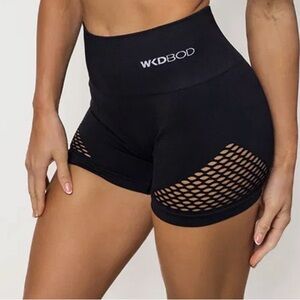 WKDBOD Women's Black Athletic Mesh Shorts